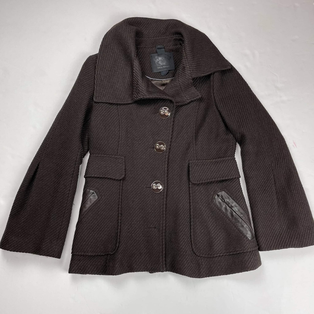 Mackage Women's Pea Coat Brown Wool Jacket Size XS